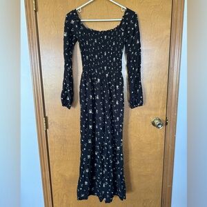 Floral Black Long Sleeve Jumpsuit